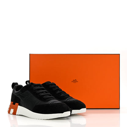 Hermes Parachute Fabric Suede Goatskin Bouncing Sneakers 38.5 Black Orange 8 of 8