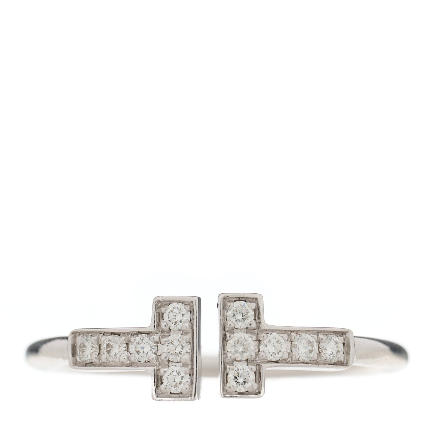 18K White Gold Diamond T Wire Ring 55 7.25