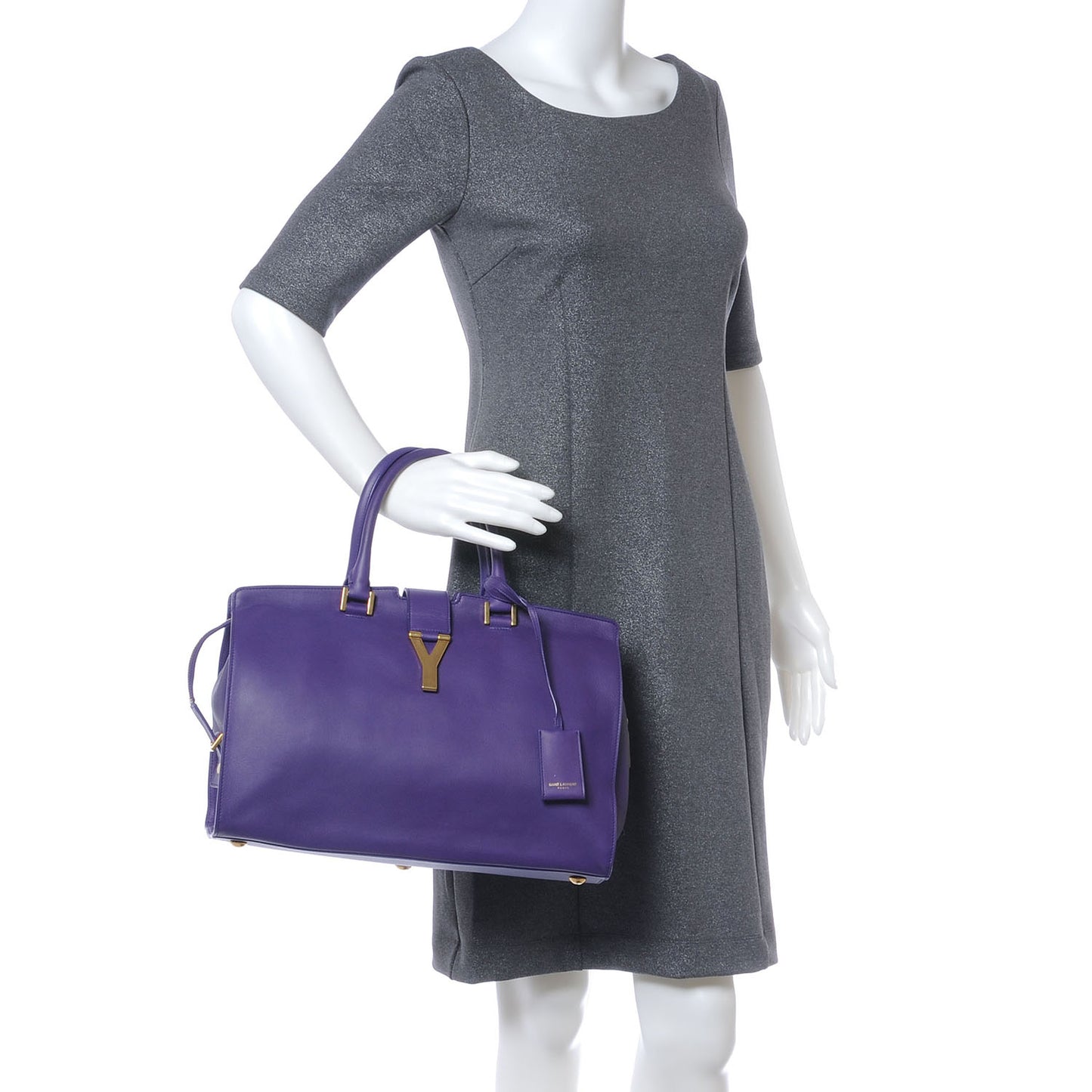 Leather Medium Classic Y Cabas Purple