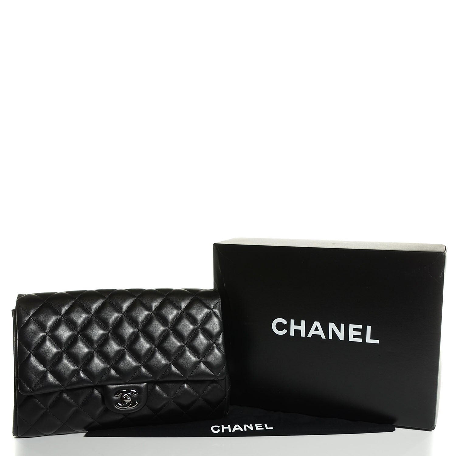 Chanel Lambskin Quilted Clutch With Chain Flap Black 5 of 8