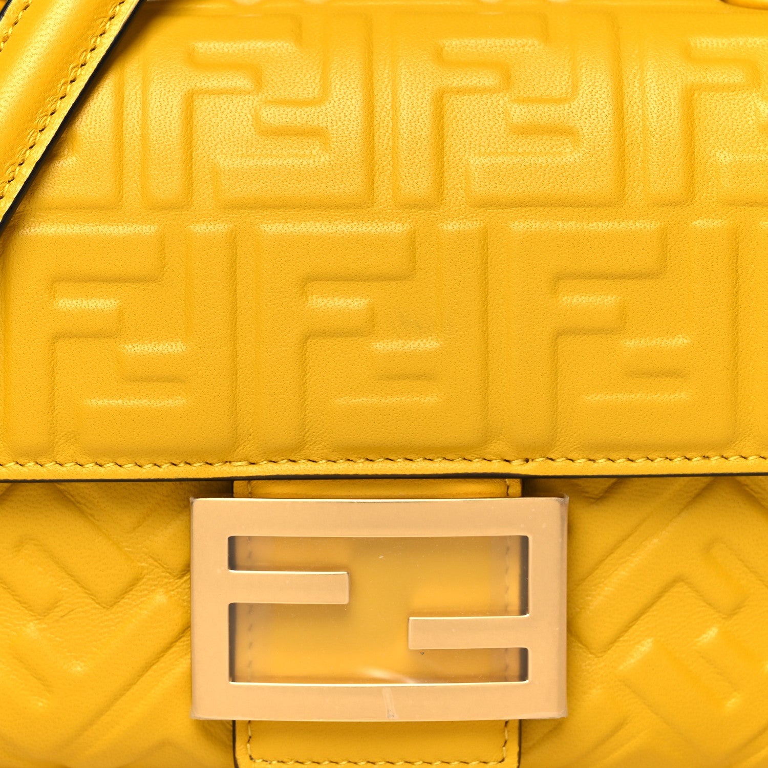 Fendi Nappa Small FF Embossed Midi Chain Baguette Mimosa 8 of 10