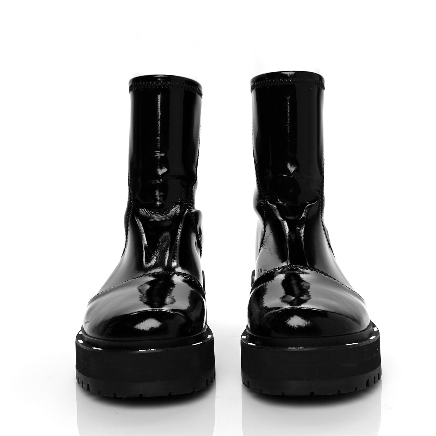 Patent Neoprene Combat Boots 39.5 Black
