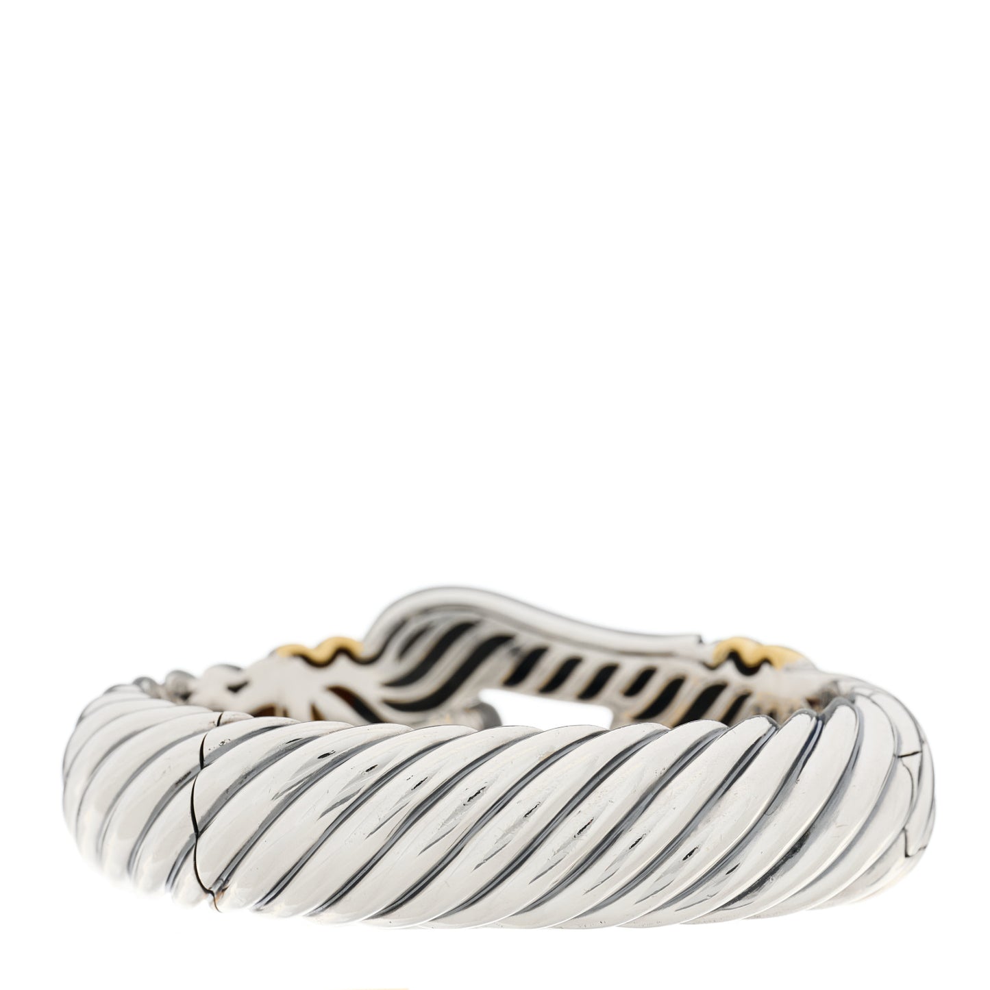 Sterling Silver 18K Yellow Gold 15mm Cable Buckle Bracelet