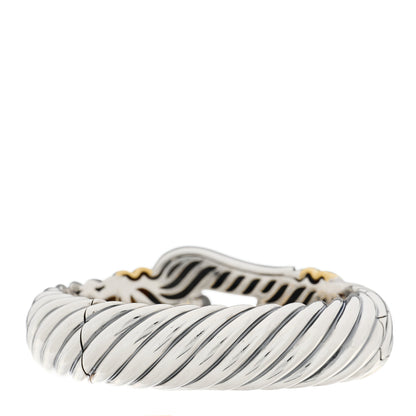 David Yurman Sterling Silver 18K Yellow Gold 15mm Cable Buckle Bracelet 2 of 3