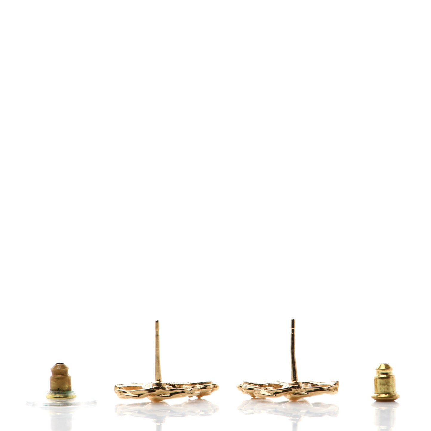 Metal Camellia CC Earrings Gold
