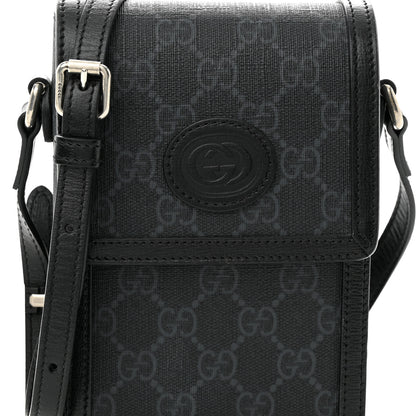 Gucci GG Supreme Monogram Azalea Calfskin Mini Retro Interlocking G Crossbody Bag Black 8 of 10