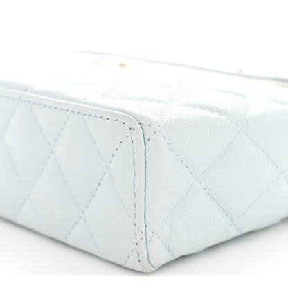 Chanel Caviar Quilted Top Handle Slim Vanity With Chain Light Blue 10 of 11