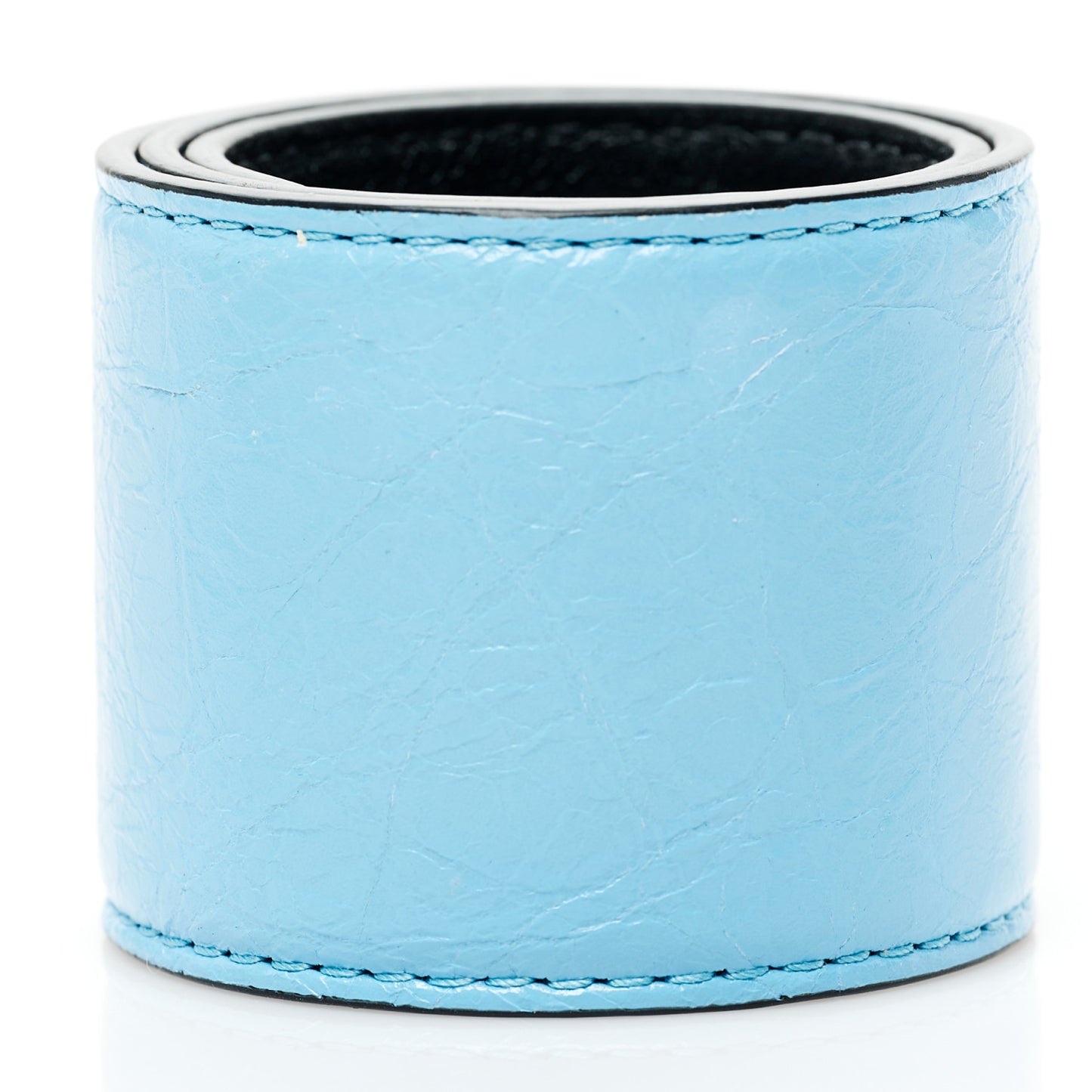 Calfskin Cycle Slap Bracelet Baby Blue Black