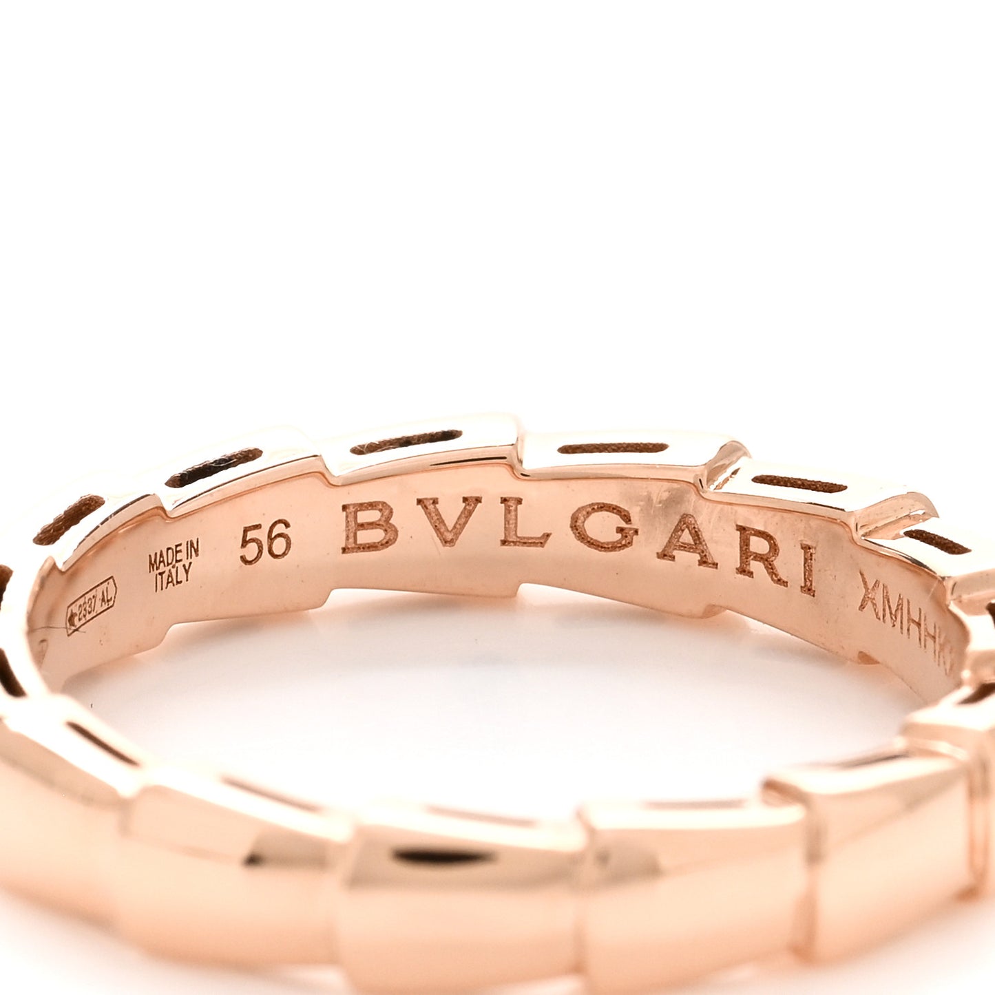 18K Rose Gold Serpenti Viper Band Ring 56 7.5