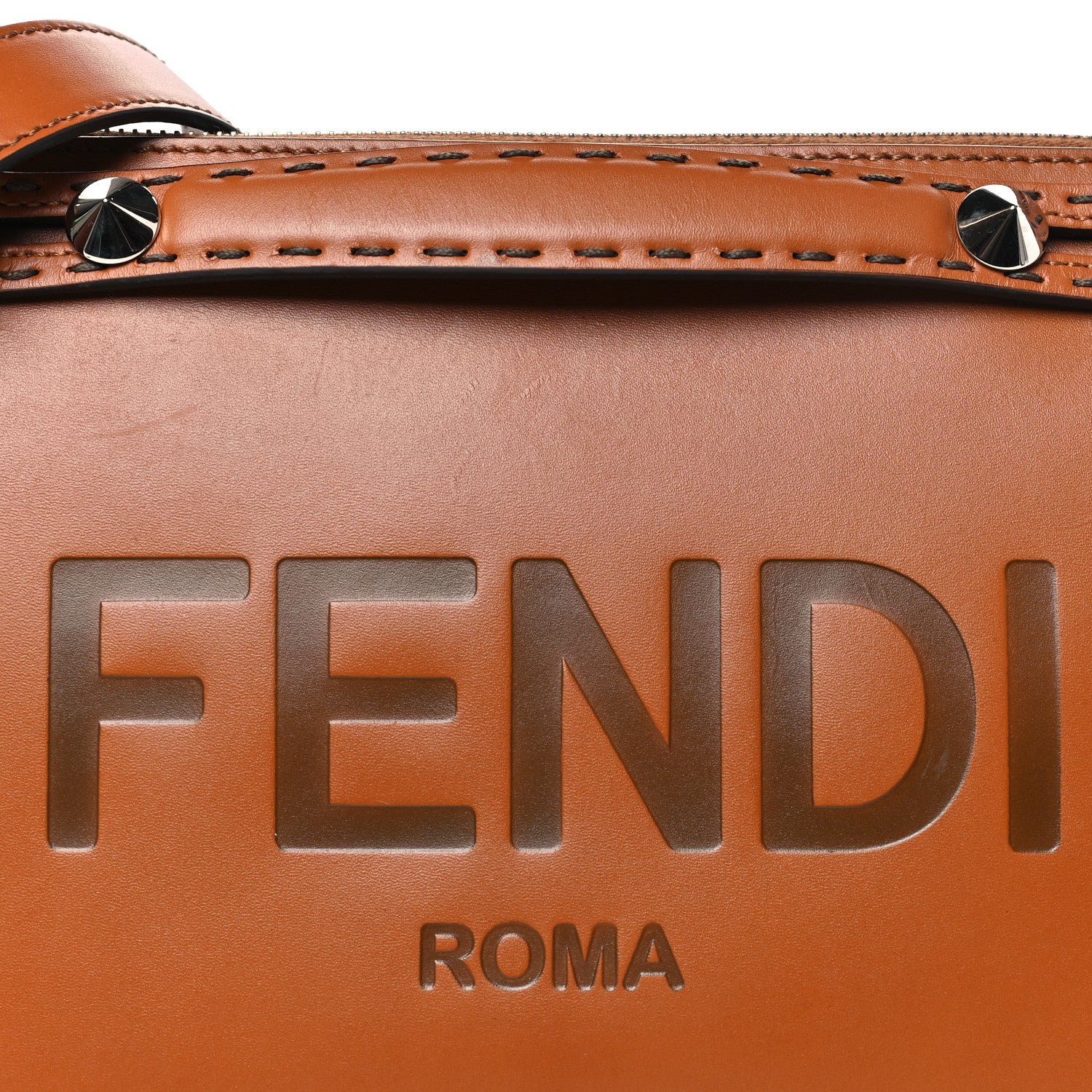 Fendi Vitello King Logo Embossed Medium By The Way Boston Bag Cuoio 8 of 10