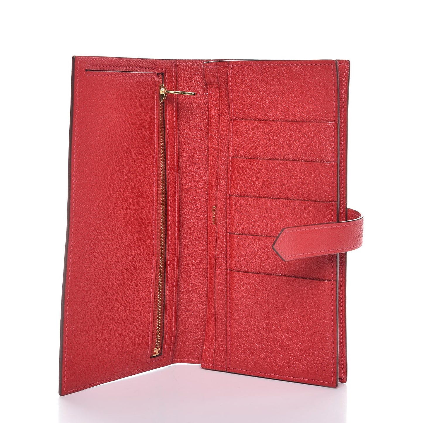 Chevre Mysore Bearn Gusset Wallet Rouge Casaque