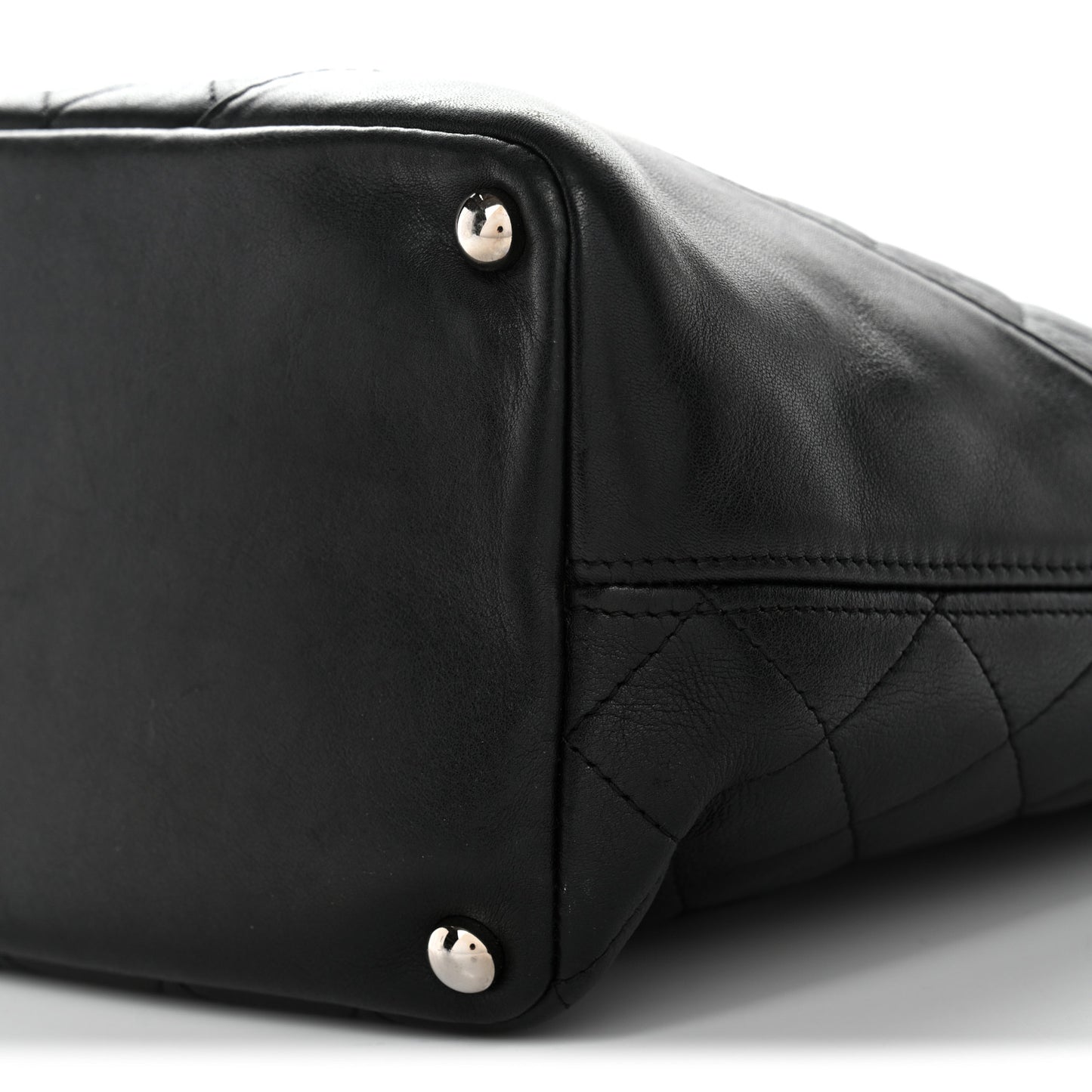 Calfskin Quilted Medium Cambon Tote Black White