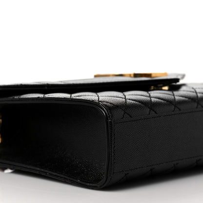 Saint Laurent Grain De Poudre Textured Mixed Matelasse Triquilt Medium Monogram Satchel Black 8 of 10