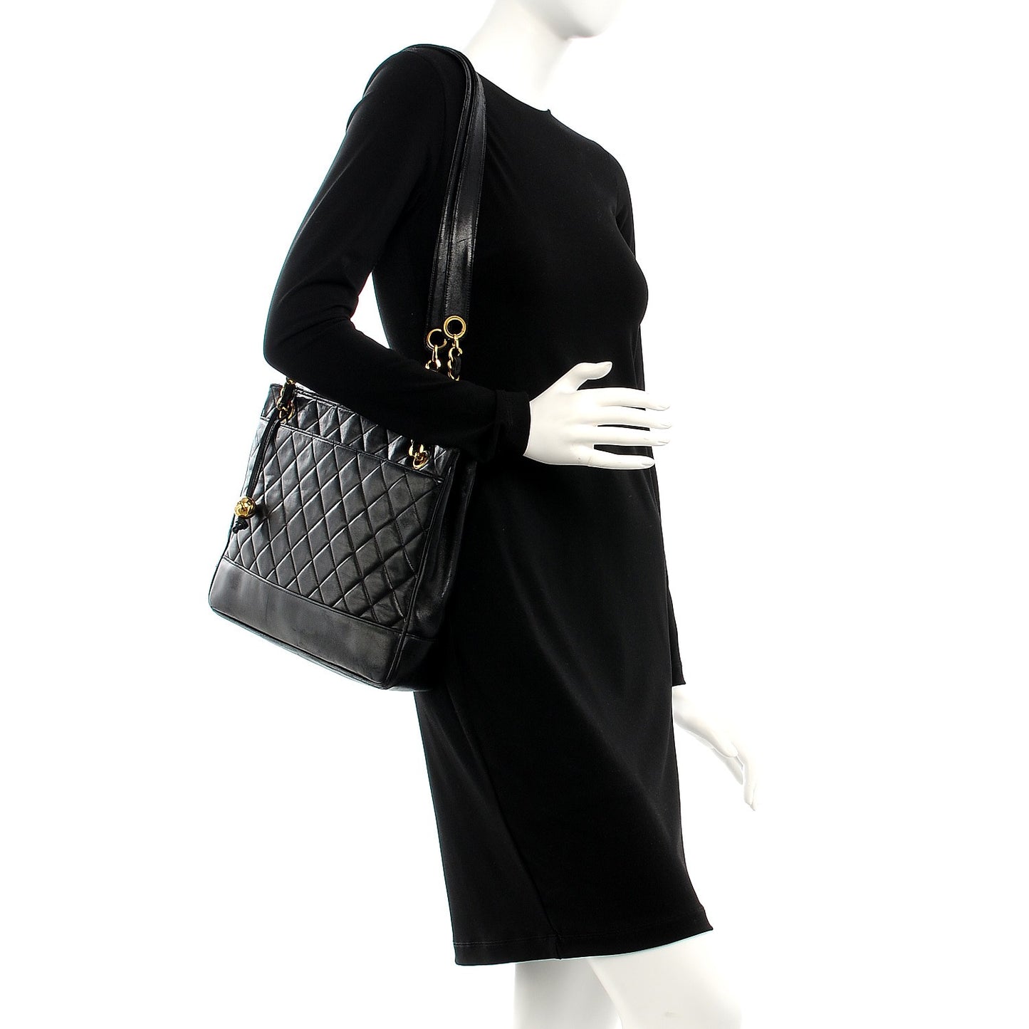 Lambskin Quilted Shoulder Bag Black