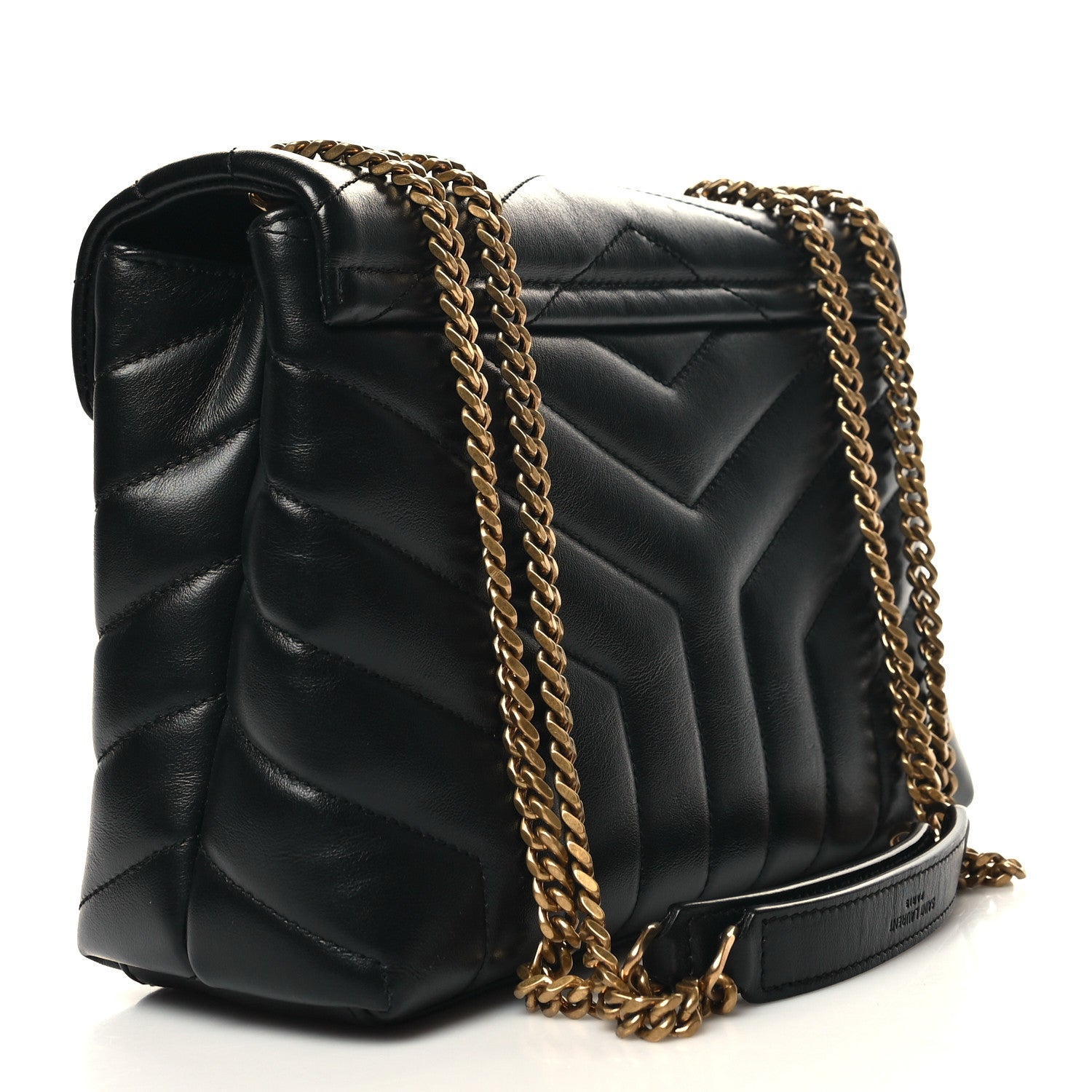 Saint Laurent Calfskin Y Quilted Monogram Small Loulou Chain Satchel Black 3 of 12