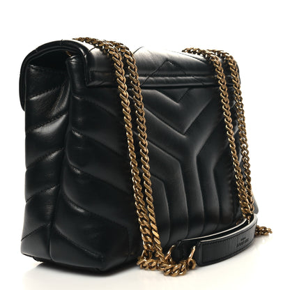 Saint Laurent Calfskin Y Quilted Monogram Small Loulou Chain Satchel Black 3 of 12