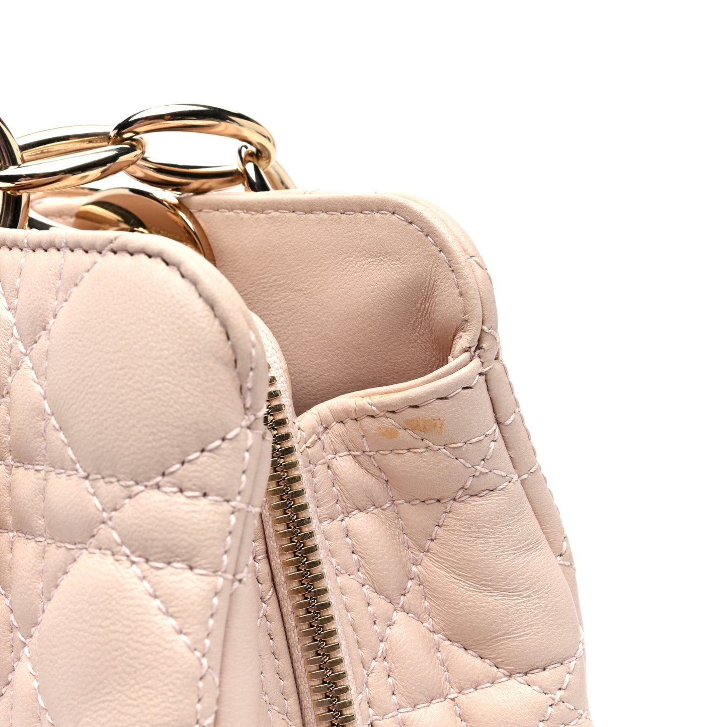 Lambskin Cannage Small Dior Soft Zipped Shopping Tote Light Pink