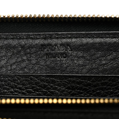 Prada Vitello Daino Zip Around Wallet Black 6 of 7
