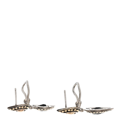 John Hardy Sterling Silver 18K Yellow Gold Black Onyx Dot Drop Earrings 3 of 4