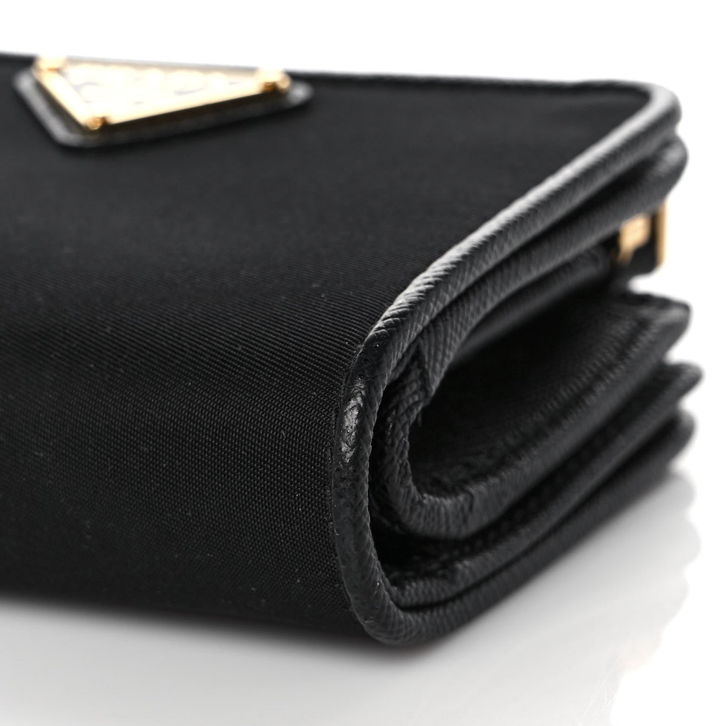 Nylon Saffiano Metal Compact Wallet Black