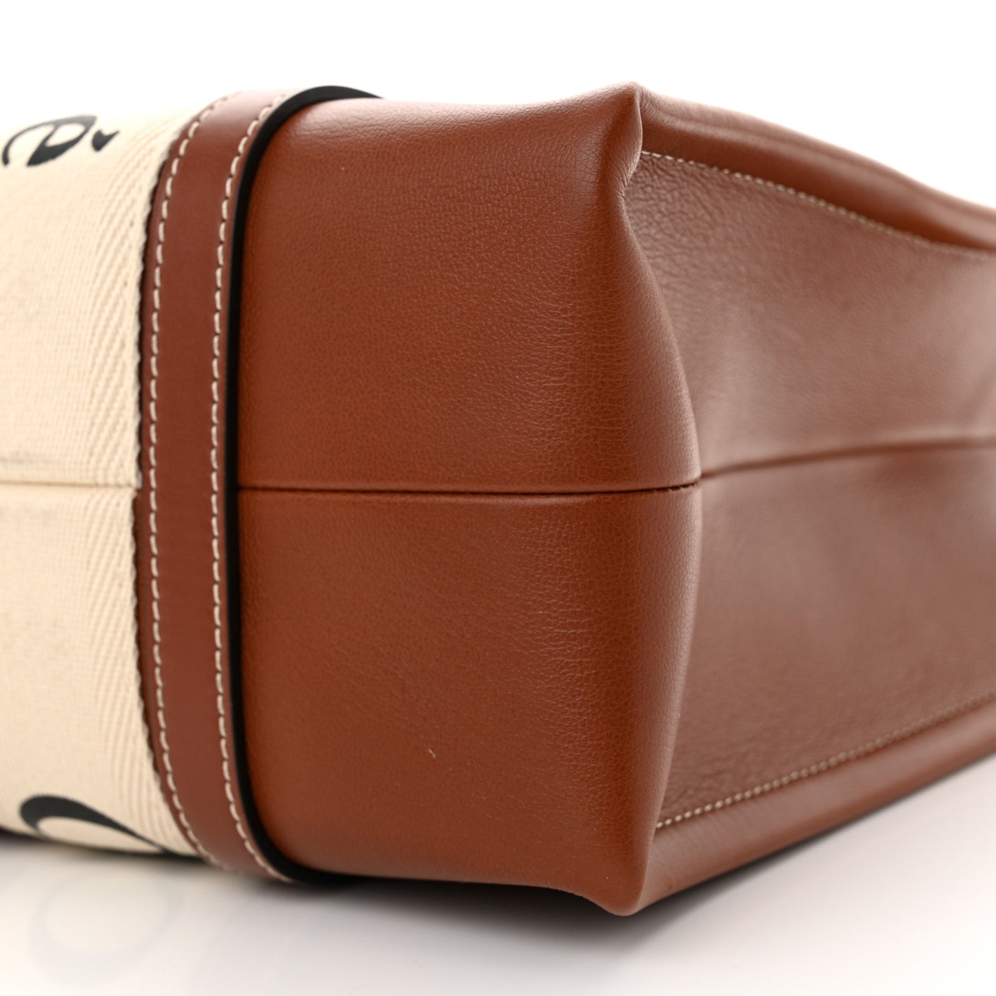Calfskin Medium Woody Ribbon Tote Sepia Brown