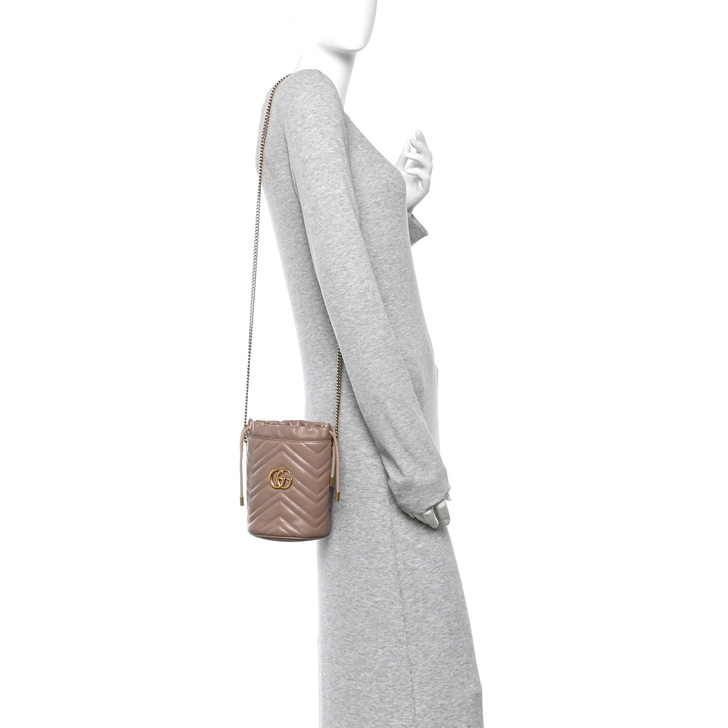 Gucci Calfskin Matelasse Mini GG Marmont 2.0 Bucket Bag Porcelain Rose 2 of 10