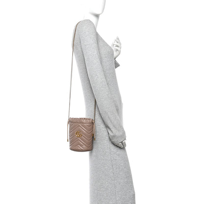 Gucci Calfskin Matelasse Mini GG Marmont 2.0 Bucket Bag Porcelain Rose 2 of 10