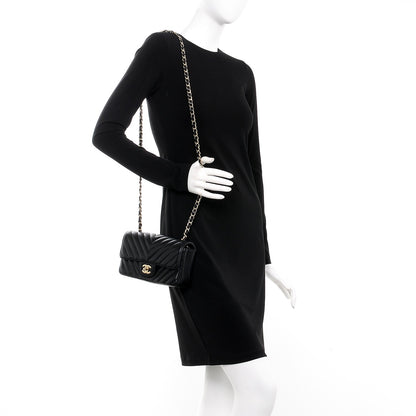 Chanel Lambskin Chevron Quilted Mini Rectangular Flap Black 2 of 8