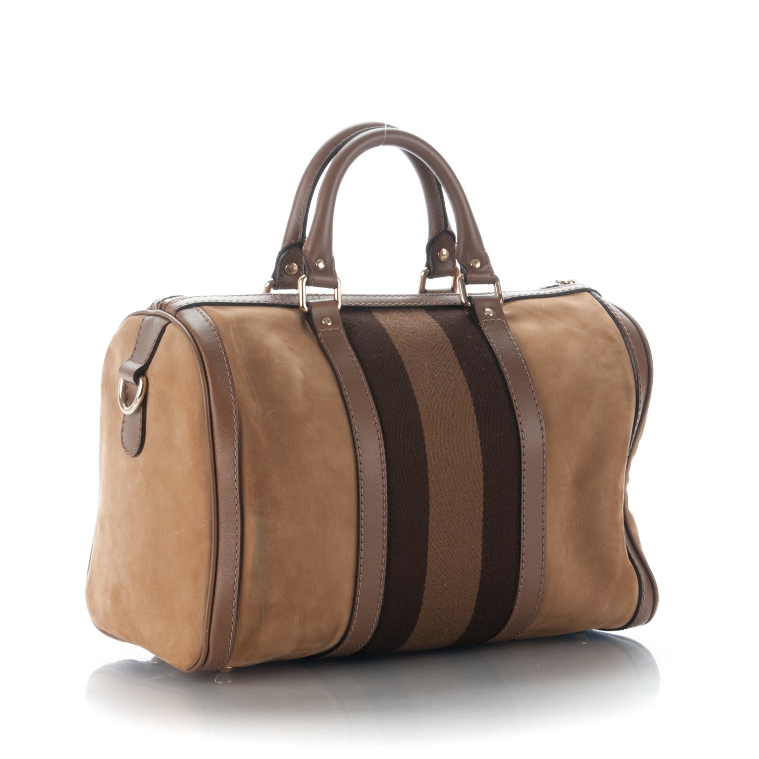 Gucci Nubuck Vintage Web Medium Boston Beige 3 of 7