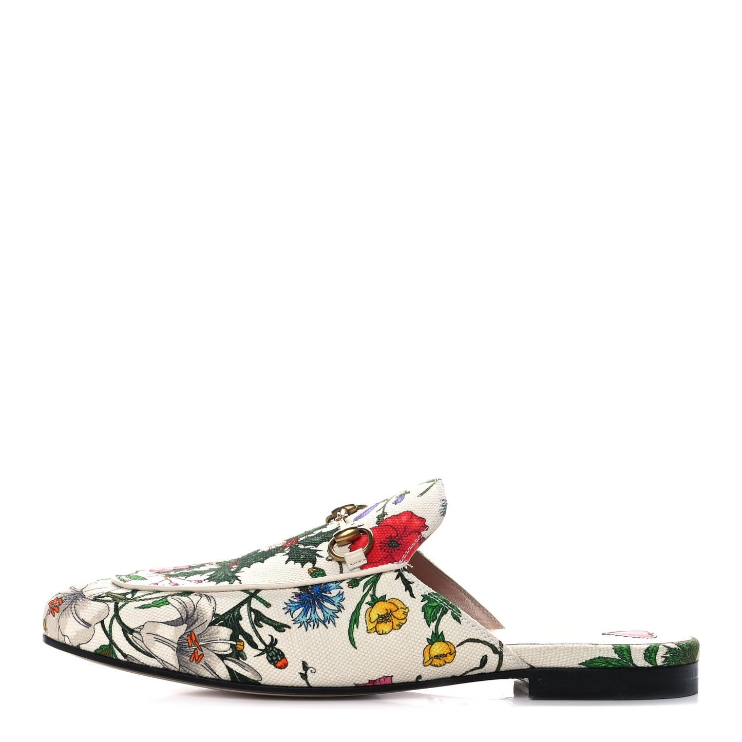 Canvas Flora Womens Princetown Slippers 40 White Multicolor