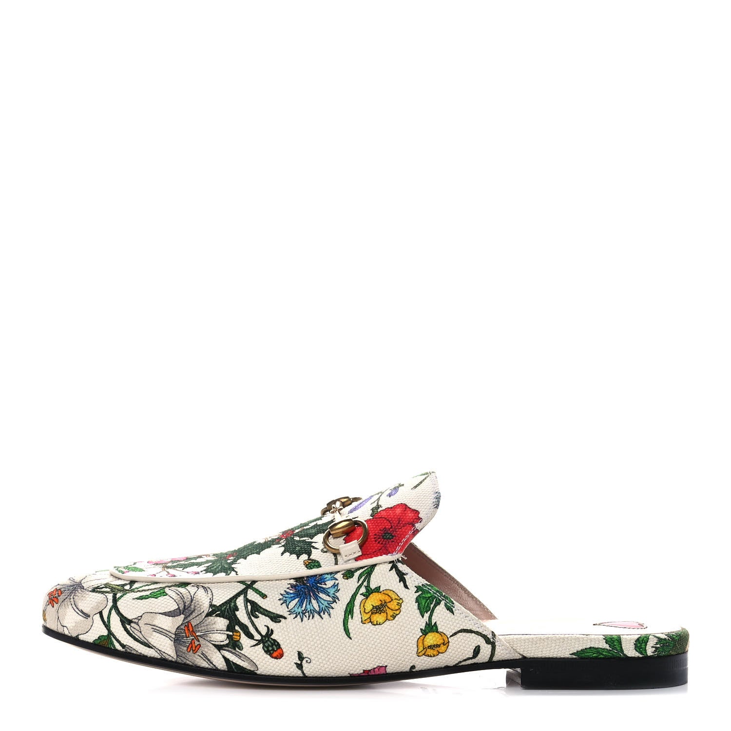 Gucci Canvas Flora Womens Princetown Slippers 40 White Multicolor 1 of 9