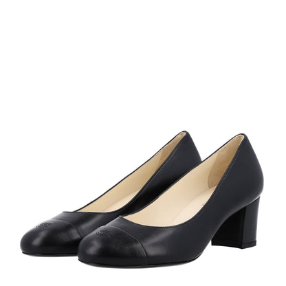 Chanel Lambskin Cap Toe CC Uniform Pumps 37 Black 4 of 9