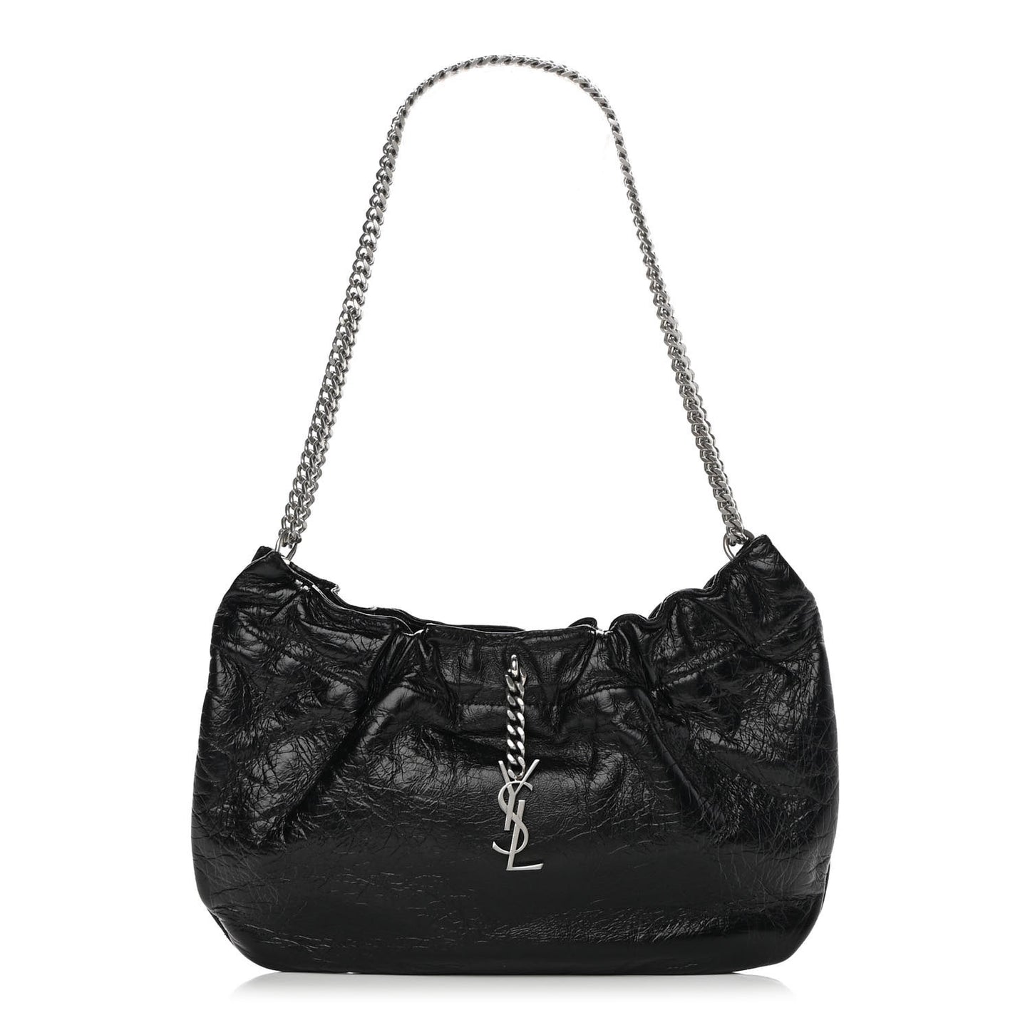 Calfskin Pac Ruched Hobo Black