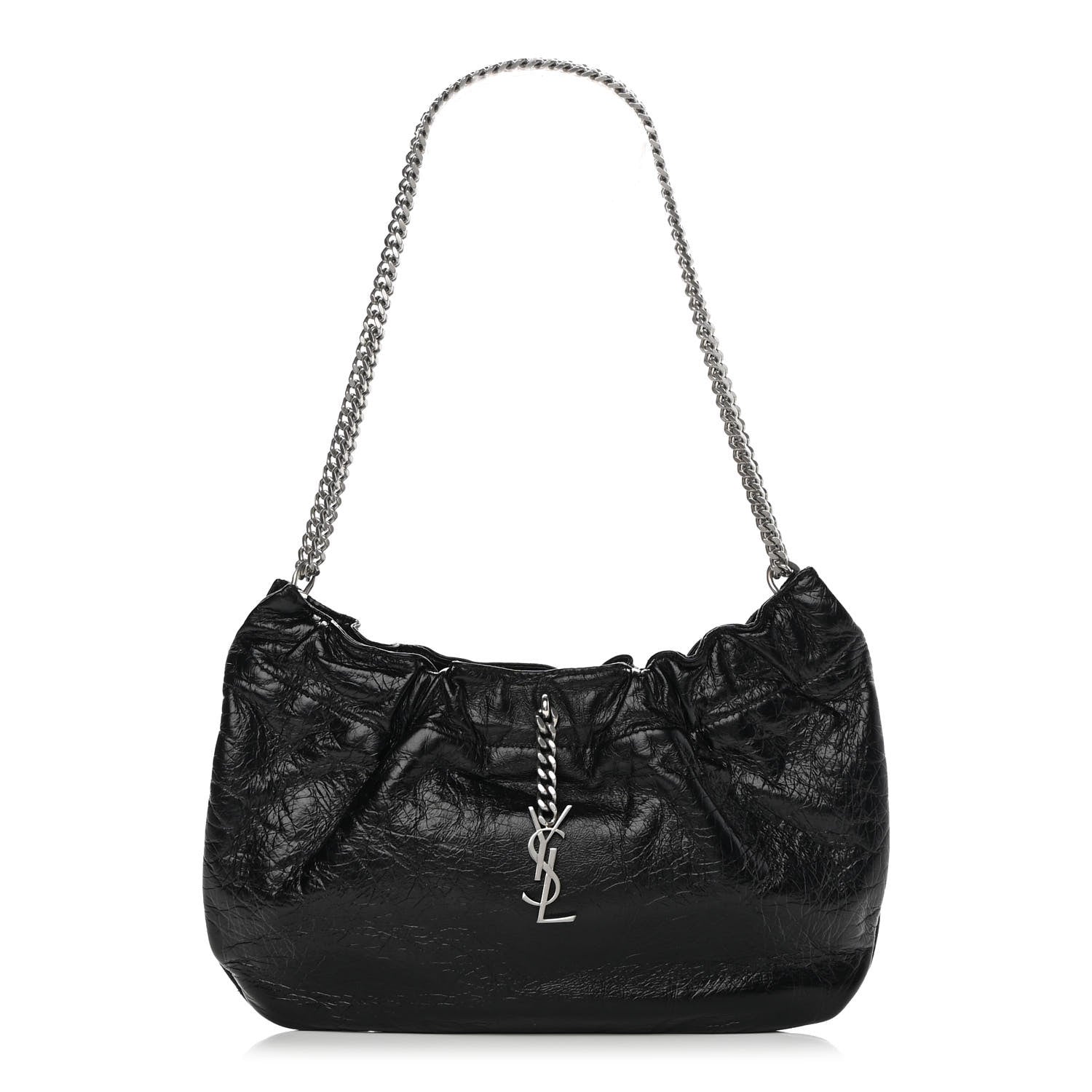 Saint Laurent Calfskin Pac Ruched Hobo Black 1 of 10