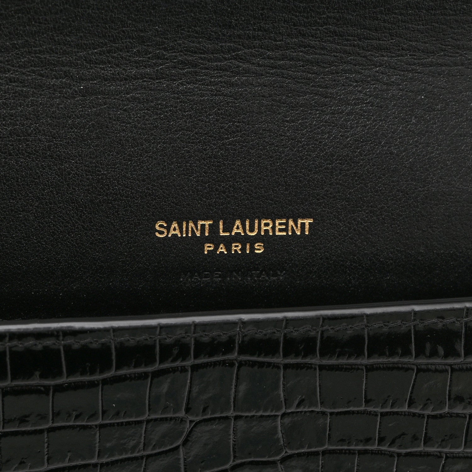 Saint Laurent Crocodile Embossed Monogram Phone Holder Crossbody Black 6 of 10
