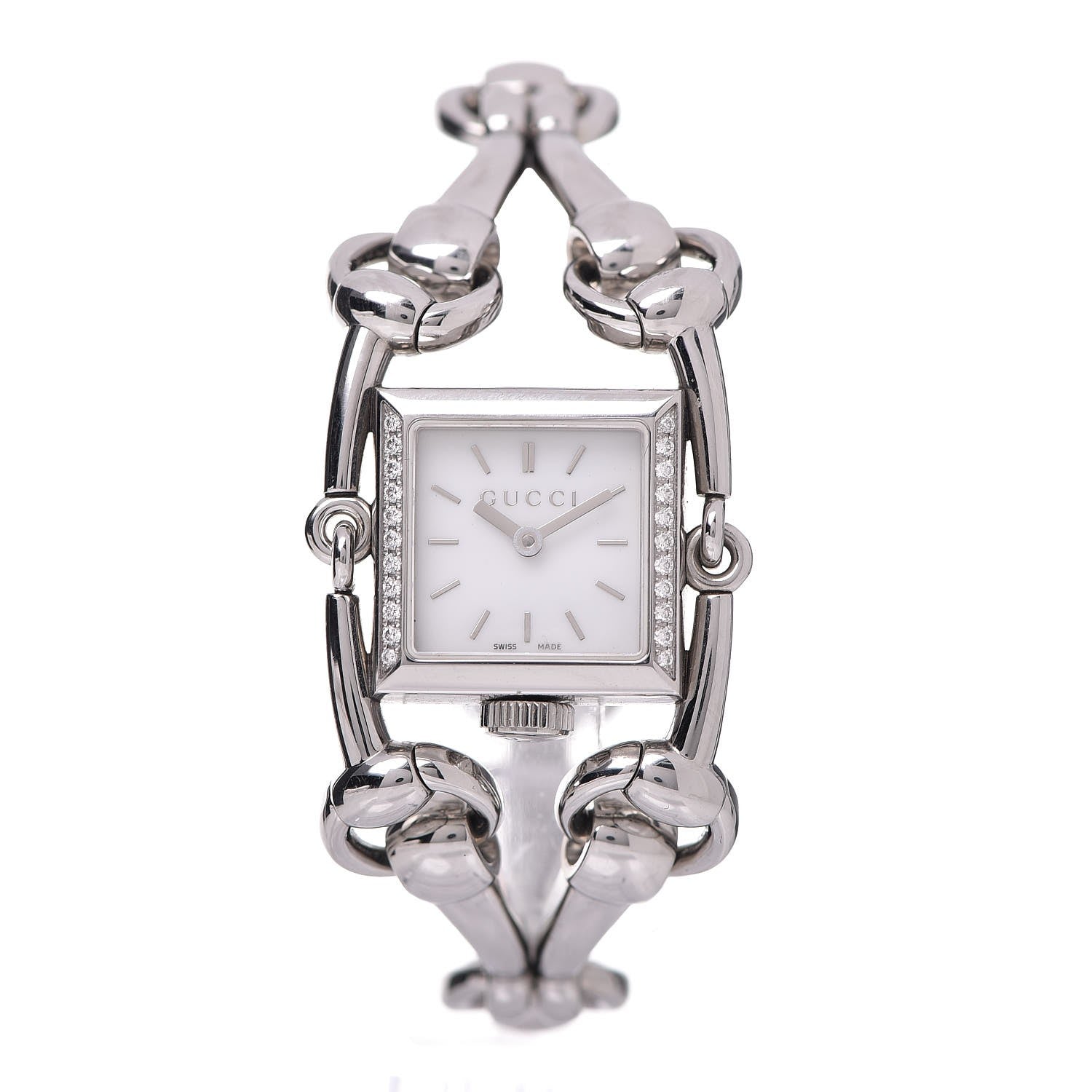 Gucci Stainless Steel Diamond Bezel Mother of Pearl 20mm Signoria Quartz Watch 1 of 7