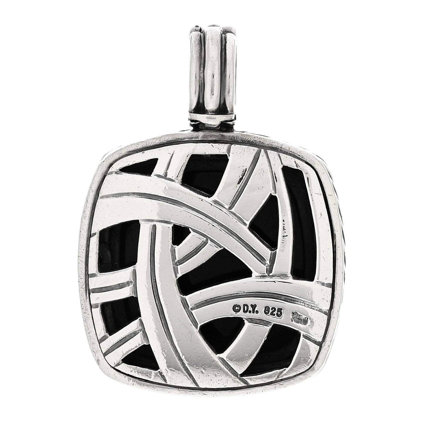 Sterling Silver Diamond Black Onyx 20mm Albion Pendant