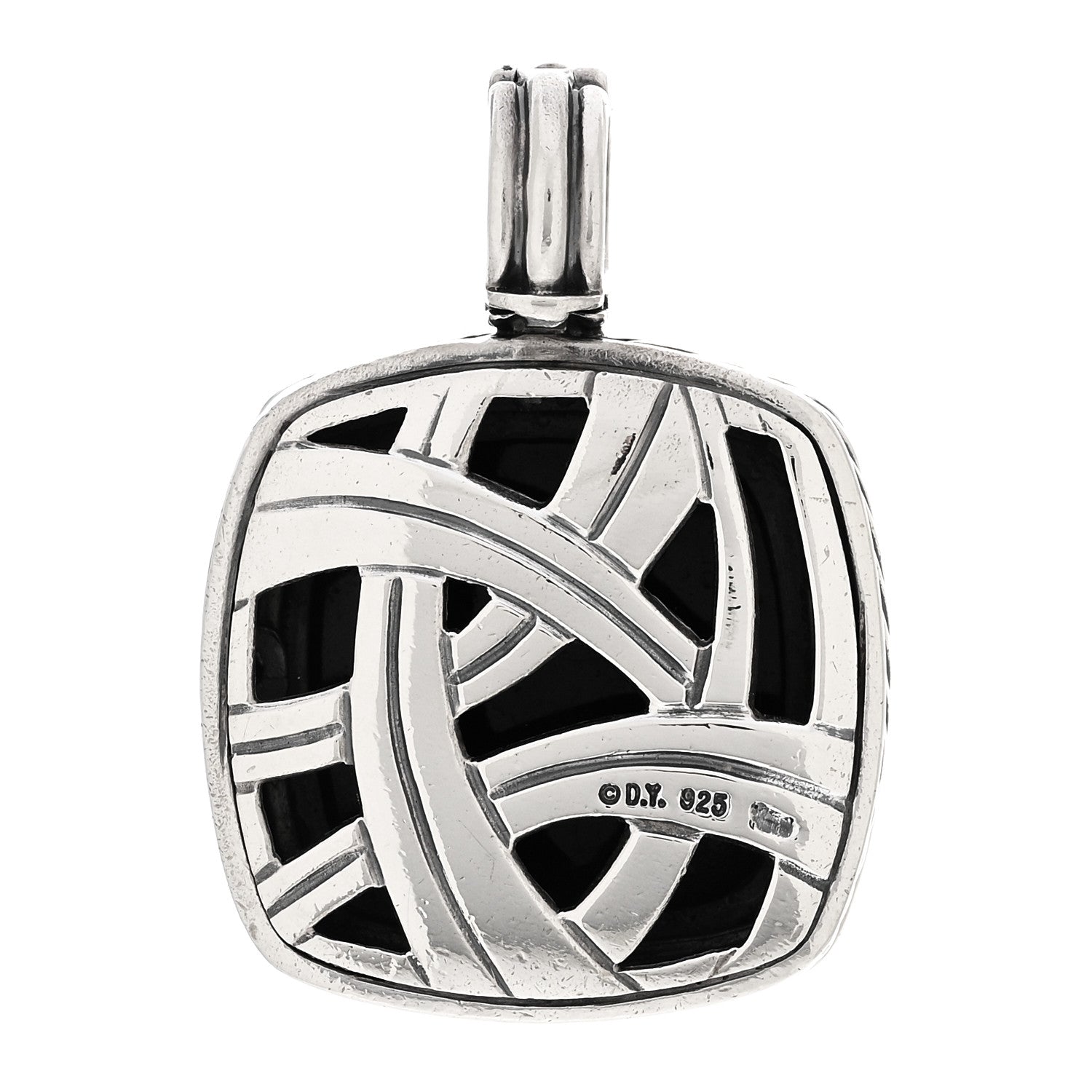 David Yurman Sterling Silver Diamond Black Onyx 20mm Albion Pendant 3 of 4