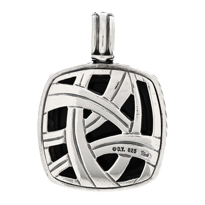 David Yurman Sterling Silver Diamond Black Onyx 20mm Albion Pendant 3 of 4