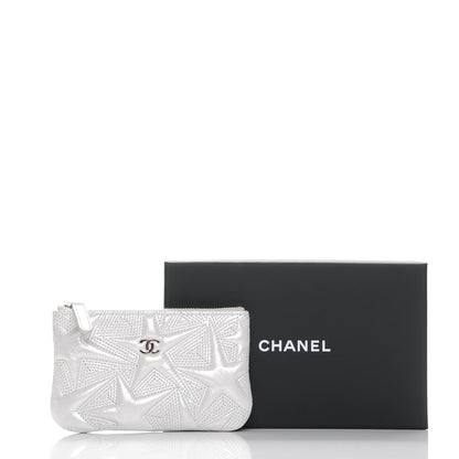 Chanel Metallic Lambskin Star Embossed Coin Purse Case Silver 9 of 12