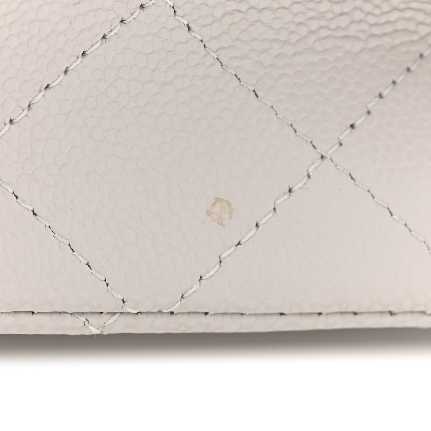 Caviar Quilted Medium Double Flap Light Grey