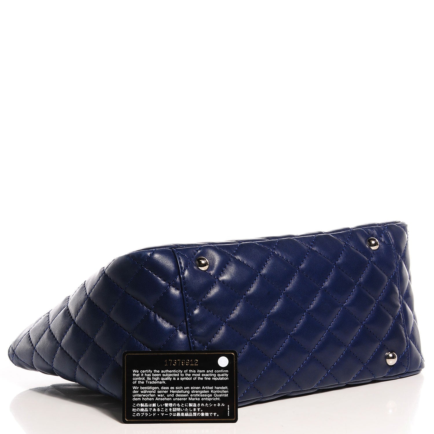 Chanel Lambskin Surpique Chevron Small Tote Dark Blue 8 of 8