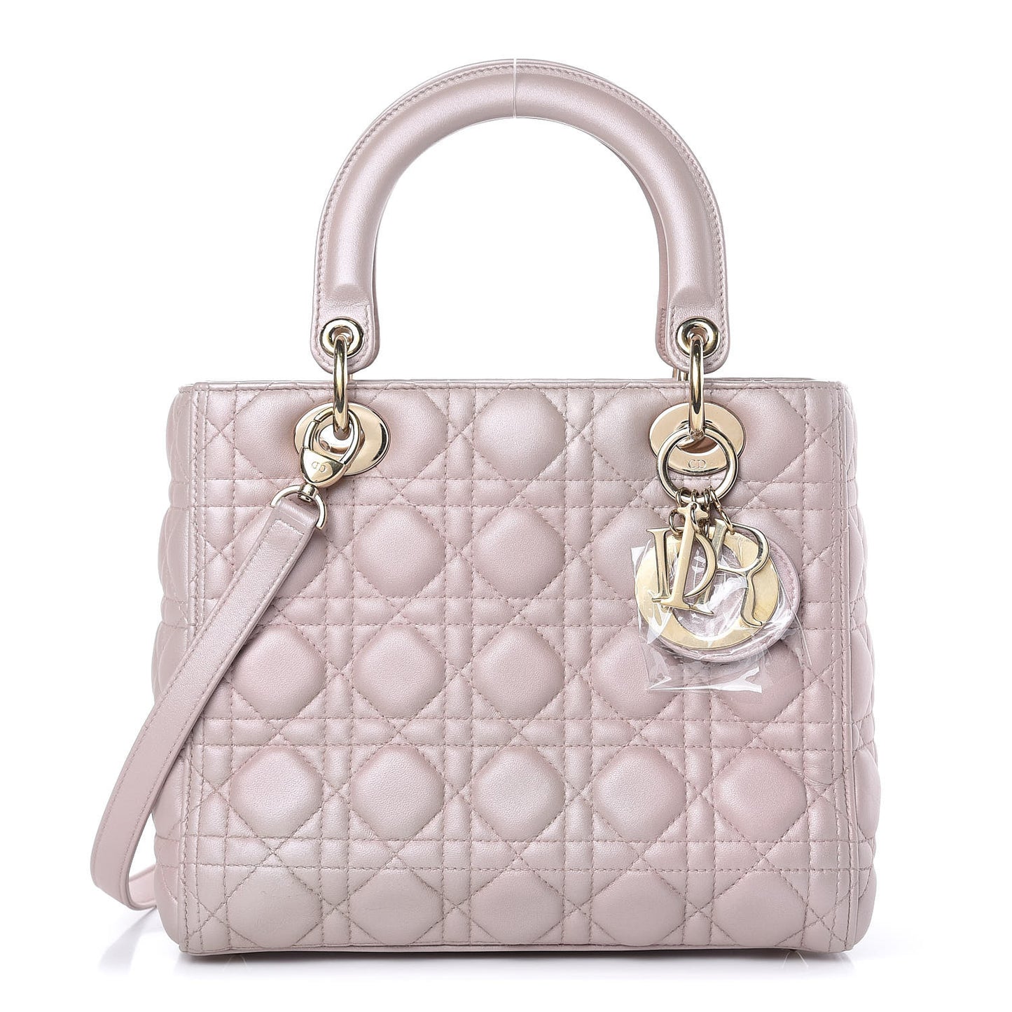 Pearly Lambskin Cannage Medium Lady Dior Lotus