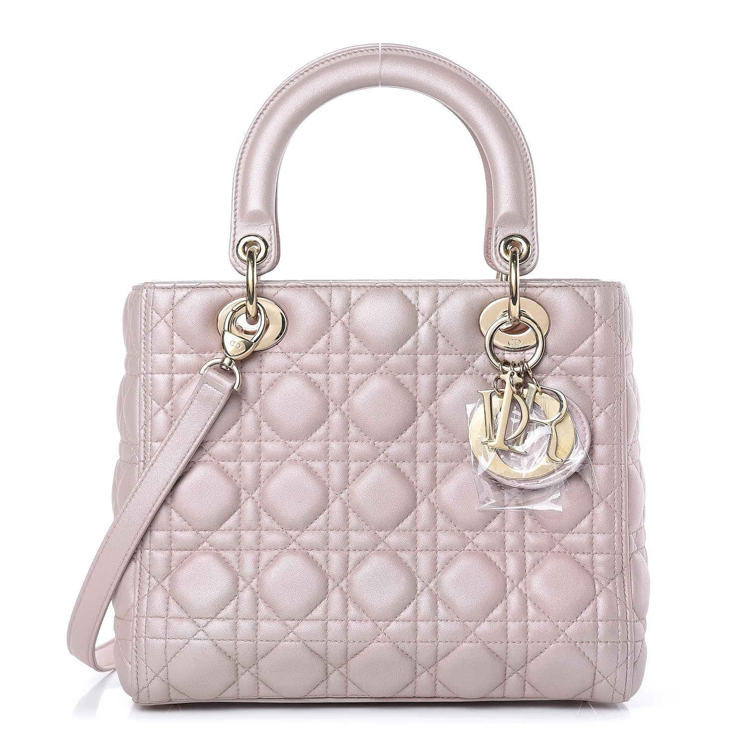 Christian Dior Pearly Lambskin Cannage Medium Lady Dior Lotus 1 of 12
