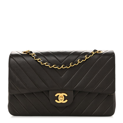 Chanel Lambskin Chevron Quilted Medium Double Flap Dark Brown 1 of 12