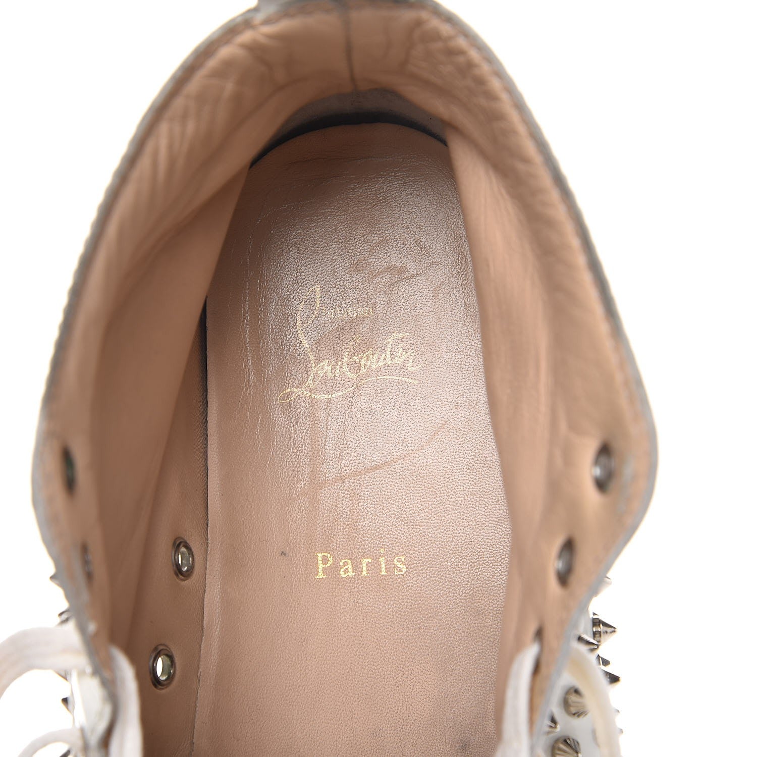 Christian Louboutin Patent Louis Spikes Flat Sneakers 44 White 9 of 16