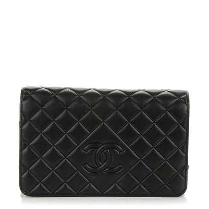 Chanel Lambskin Quilted Diamond CC Wallet On Chain WOC Black 1 of 9
