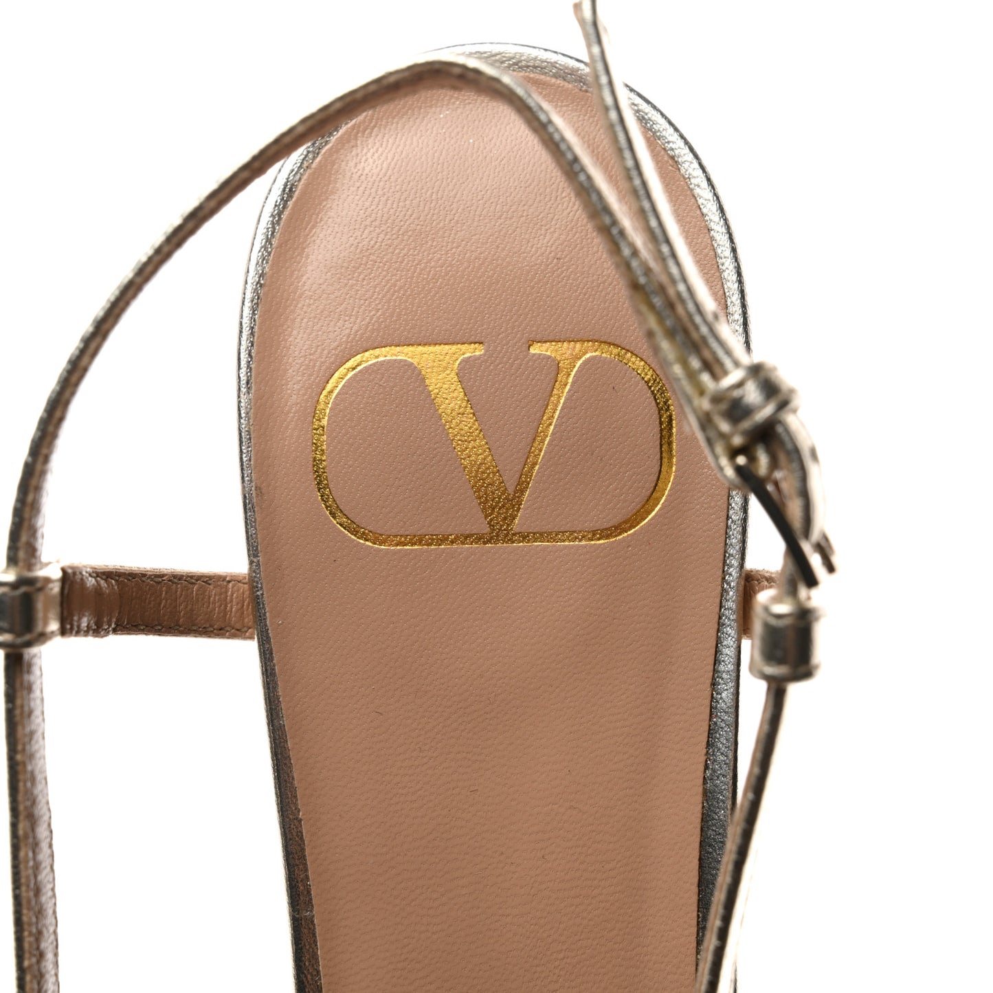 Metallic Nappa Crystal Vlogo Glow Slingback 50mm Pumps 36 Platino