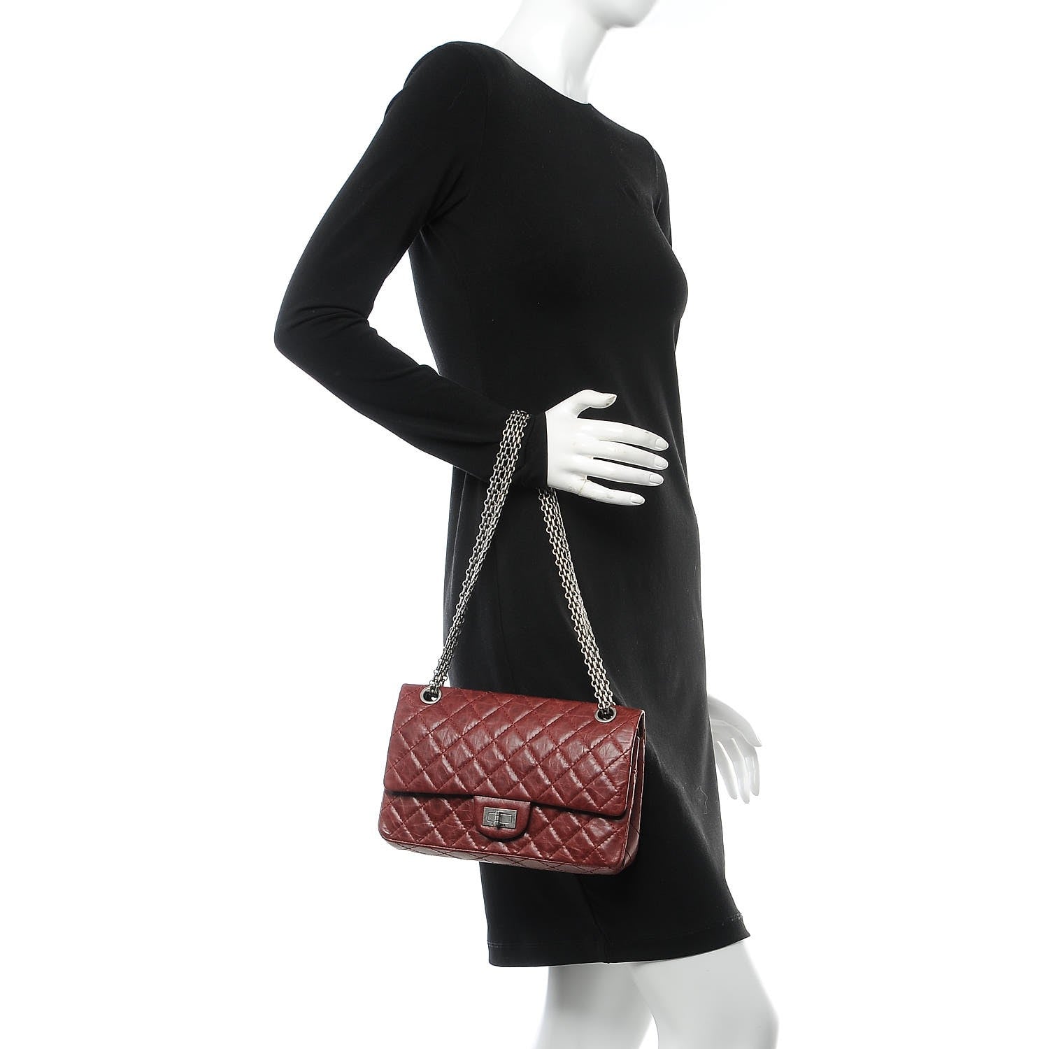 Chanel Aged Calfskin Quilted 2.55 Reissue 225 Flap Red 2 of 8