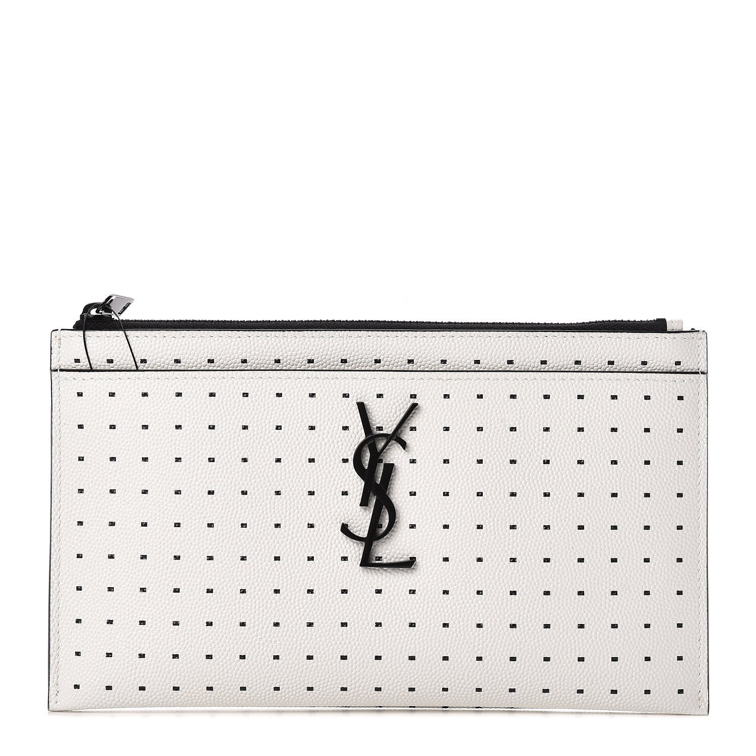 Saint Laurent Calfskin Square Dot Zip Bill Pouch White 1 of 8